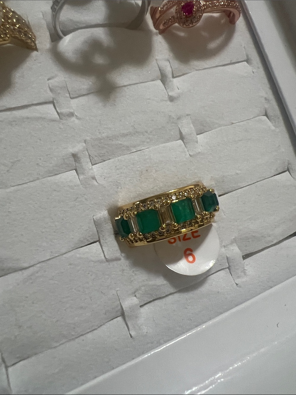 Gold Ring with Green Gemstones - Elegant Women's Fashion Ring